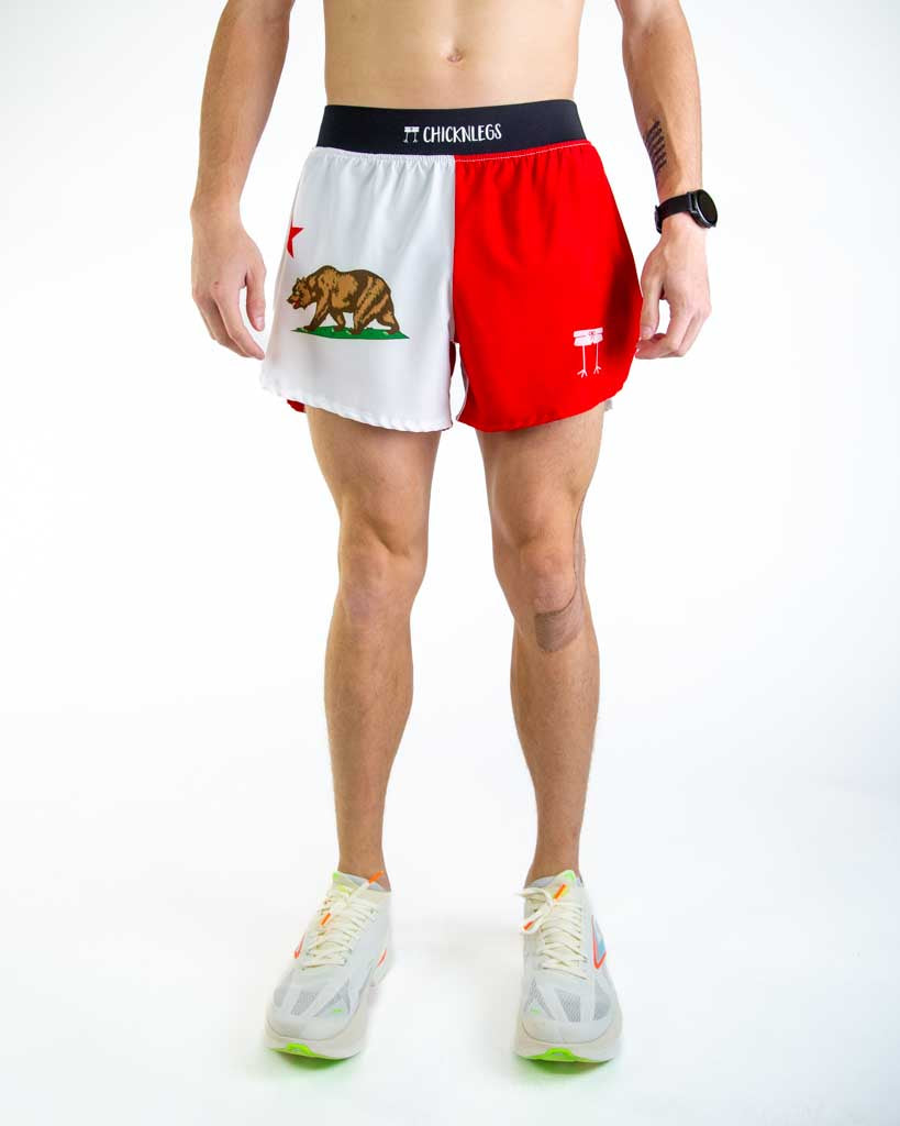 Men's California Flag 4" Half Split Shorts