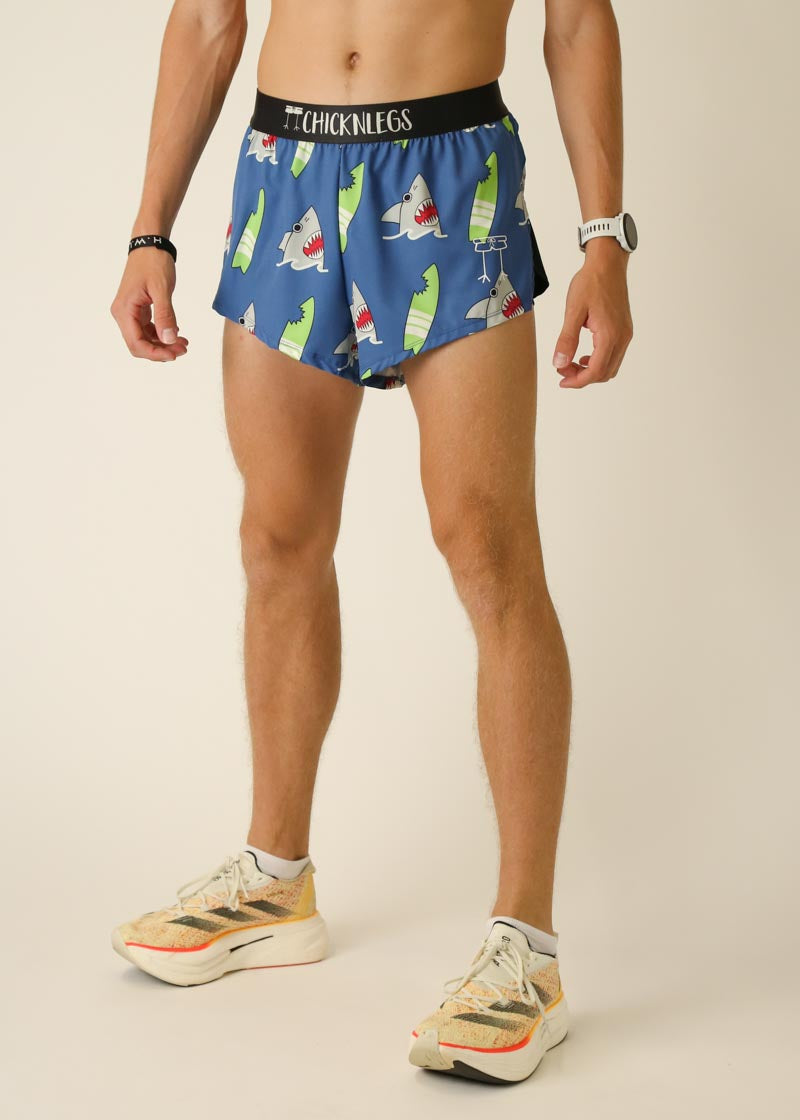 Men's Blue Sharks 2" Split Shorts